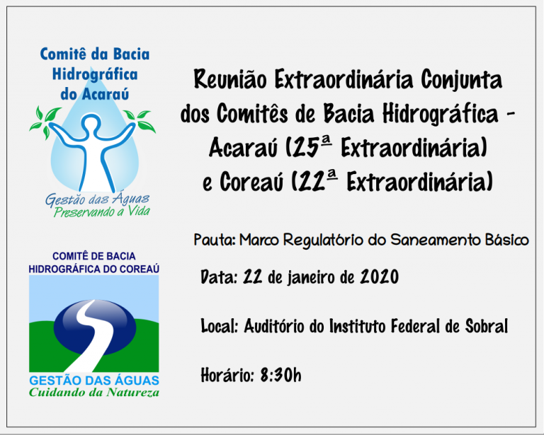 REUNIÃO CONJUNTA DOS COMITÊS DE BACIA –  ACARAÚ E COREAÚ