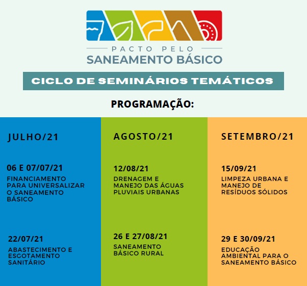 Seminário Temático sobre Financiamento para Universalizar o Saneamento Básico acontece em 06 e 07 de Julho de 2021